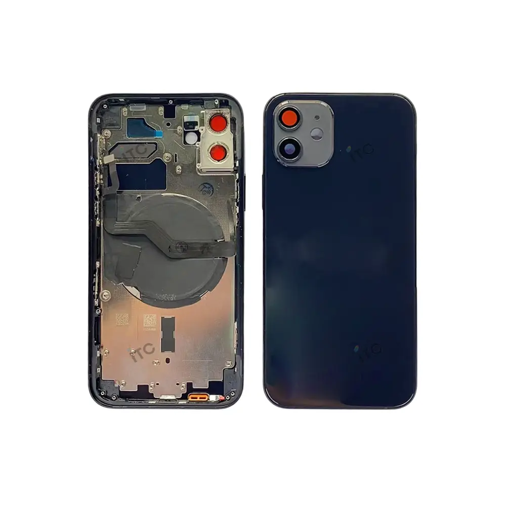 iPhone 12 バックガラス(フレーム一体型) 互換品 黒