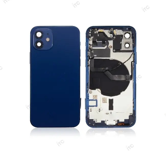 iPhone 12 バックガラス(フレーム一体型) 互換品 ブルー