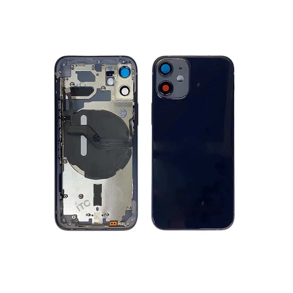iPhone 12mini バックガラス(フレーム一体型) 互換品 黒