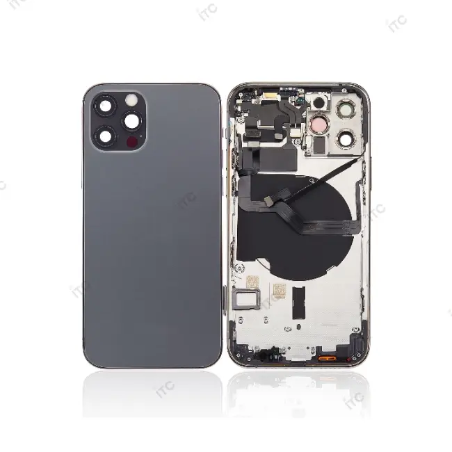 iPhone 12 Pro バックガラス(フレーム一体型) 互換品 黒