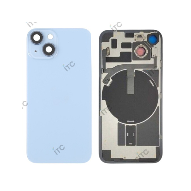 iPhone 14 バックガラス （レンズ＆MagSafe付き）互換品 青 ロゴなし