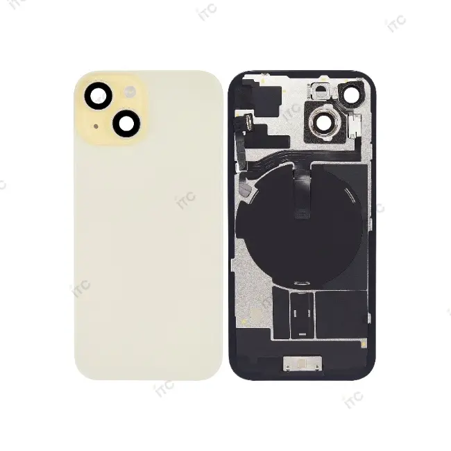 iPhone 15  バックガラス （レンズ＆MagSafe付き）互換品  イエロー ロゴなし