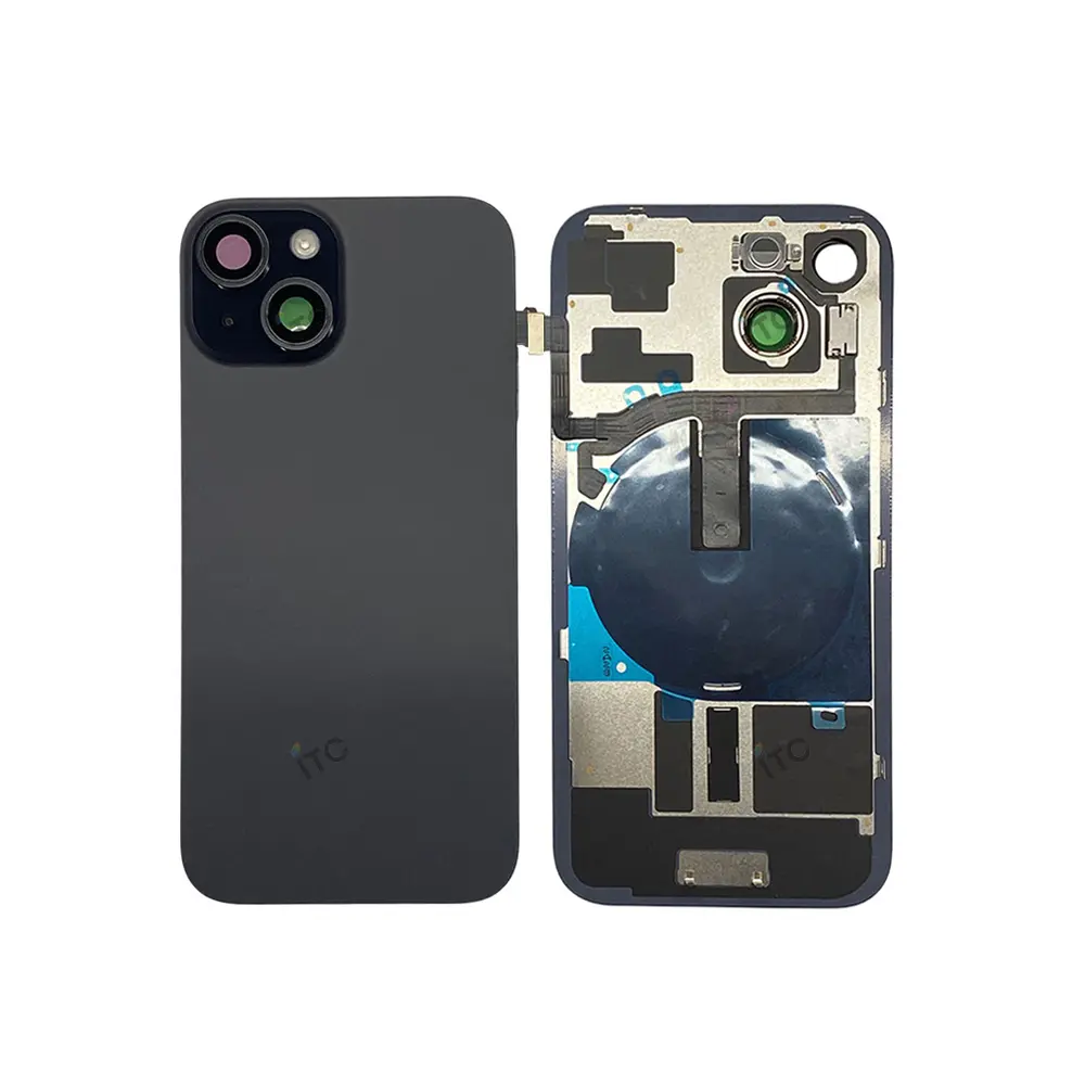iPhone 15  バックガラス （レンズ＆MagSafe付き） 黒 ロゴなし 互換品