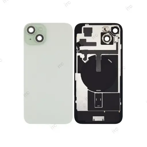 iPhone 15 Plus バックガラス （レンズ＆MagSafe付き）互換品  緑 ロゴなし