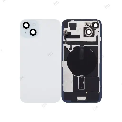 iPhone 15 Plus バックガラス （レンズ＆MagSafe付き）互換品 青 ロゴなし