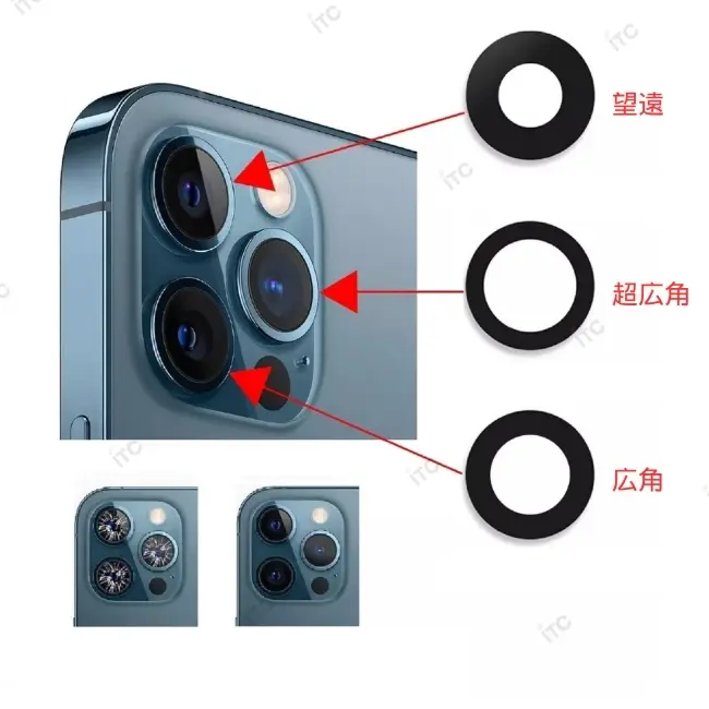 iPhone 13Pro-13ProMax カメラレンズ  枠無し（1セット）