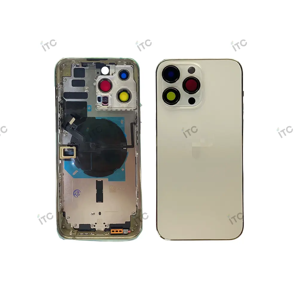 iPhone 14ProMax  バックガラス(フレーム一体型) 互換品 ゴールド