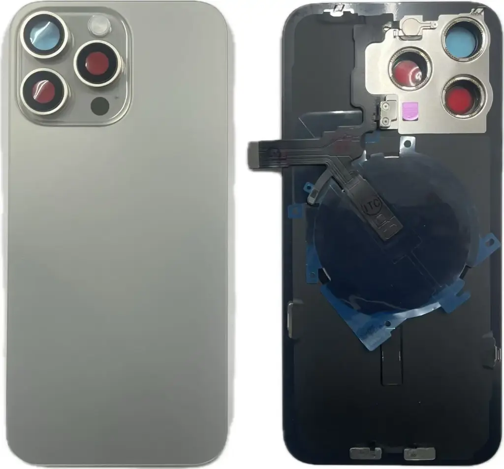 iPhone 15ProMax バックガラス （レンズ＆MagSafe付き）互換品 ナチュラル　ロゴなし