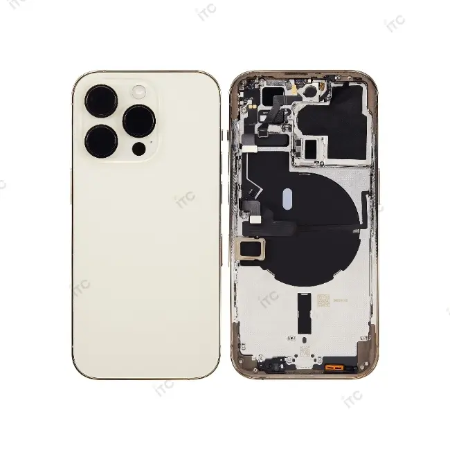 iPhone 14 Pro バックガラス(フレーム一体型) 互換品 ゴールド