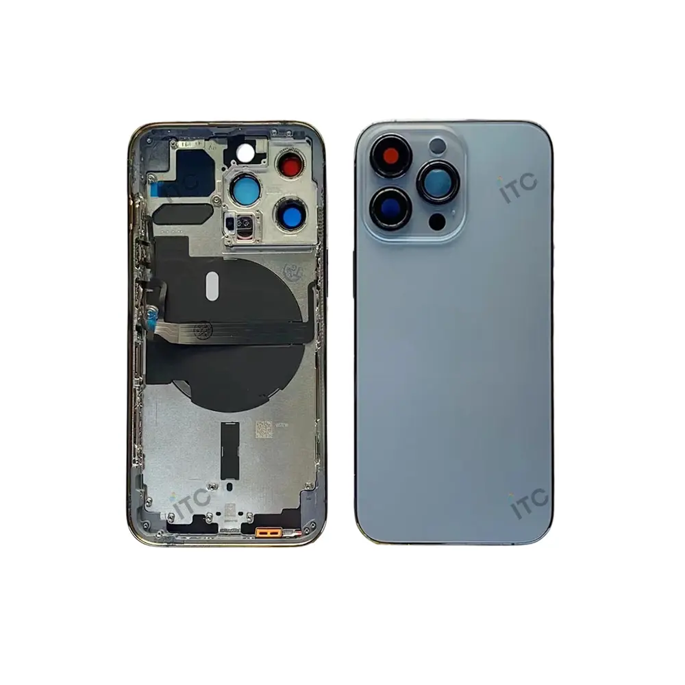 iPhone 13 Pro バックガラス(フレーム一体型) 互換品 ブルー