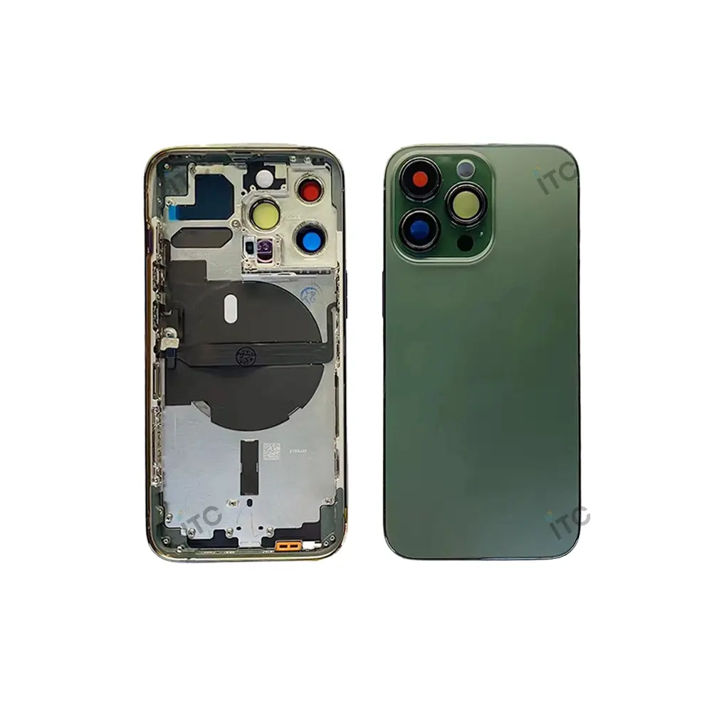 iPhone 13 Pro バックガラス(フレーム一体型)互換品  アルパイグリーン