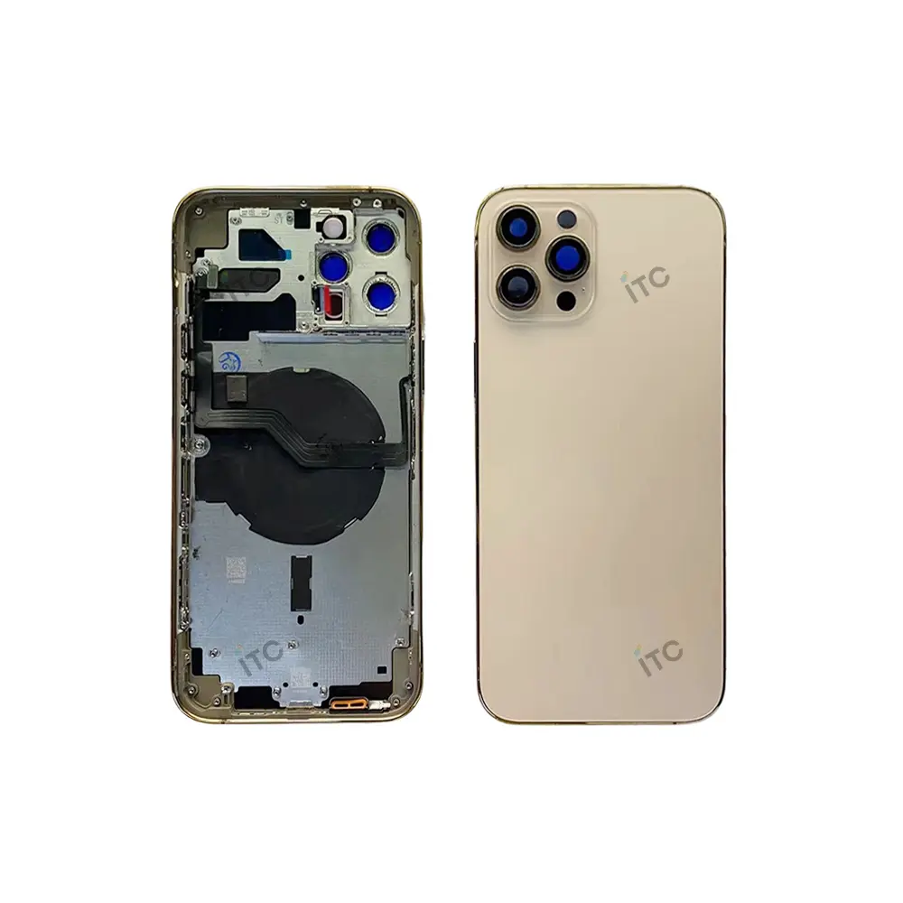 iPhone 12 Pro Max バックガラス(フレーム一体型) 互換品 ゴールド