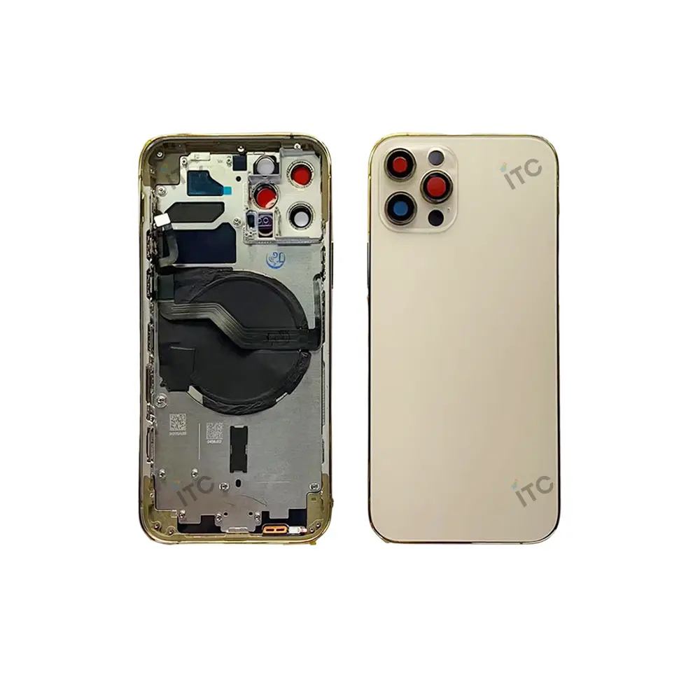 iPhone 12 Pro バックガラス(フレーム一体型)  互換品  ゴールド