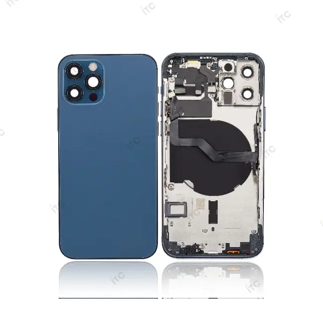 iPhone 12 Pro バックガラス(フレーム一体型)互換品  ブルー
