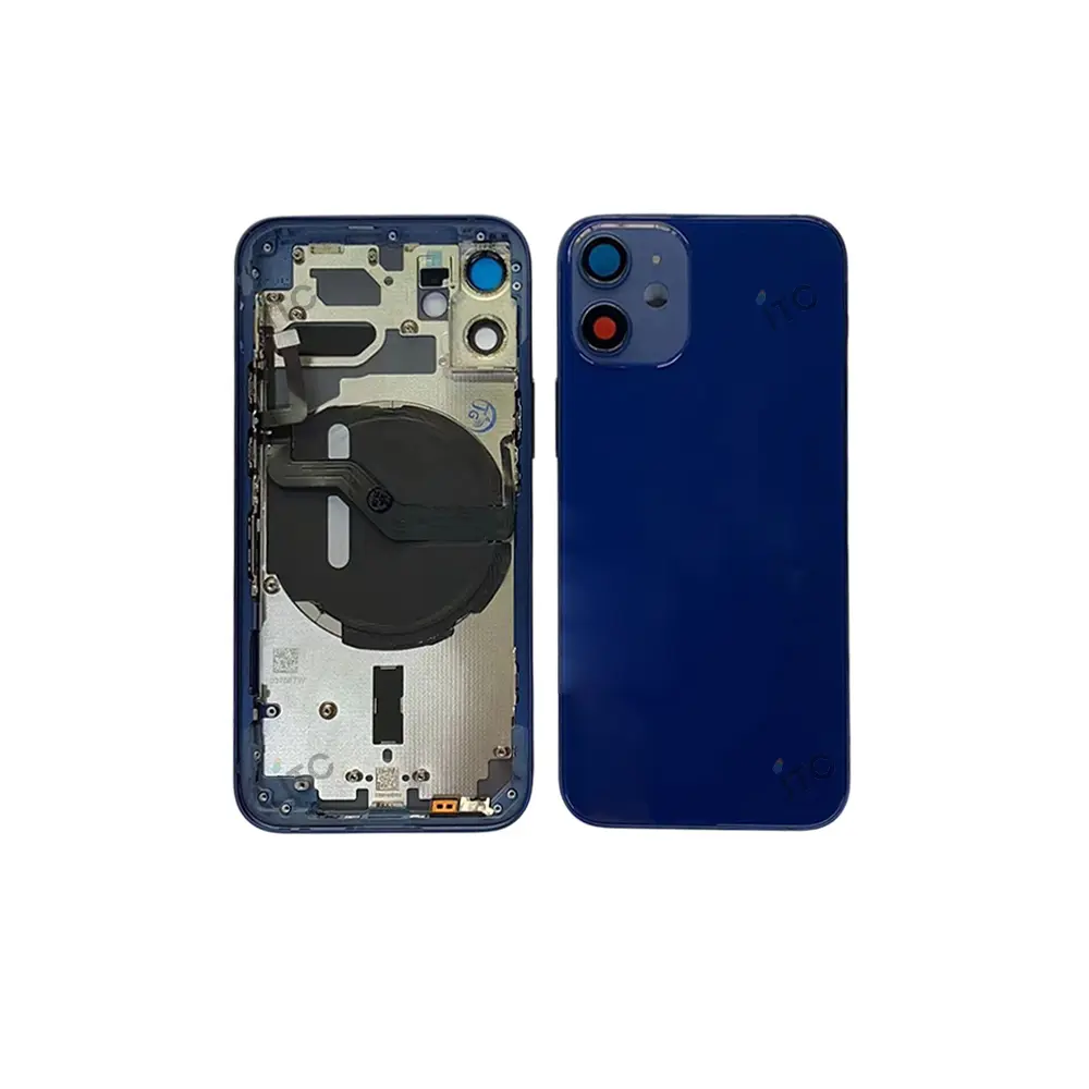iPhone 12mini バックガラス(フレーム一体型) 互換品 ブルー