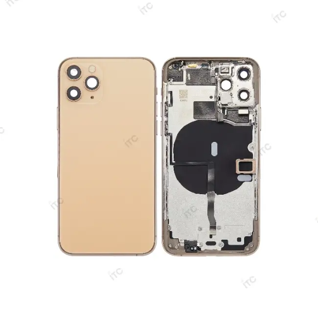 iPhone 11 Pro バックガラス(フレーム一体型)  互換品 ゴールド