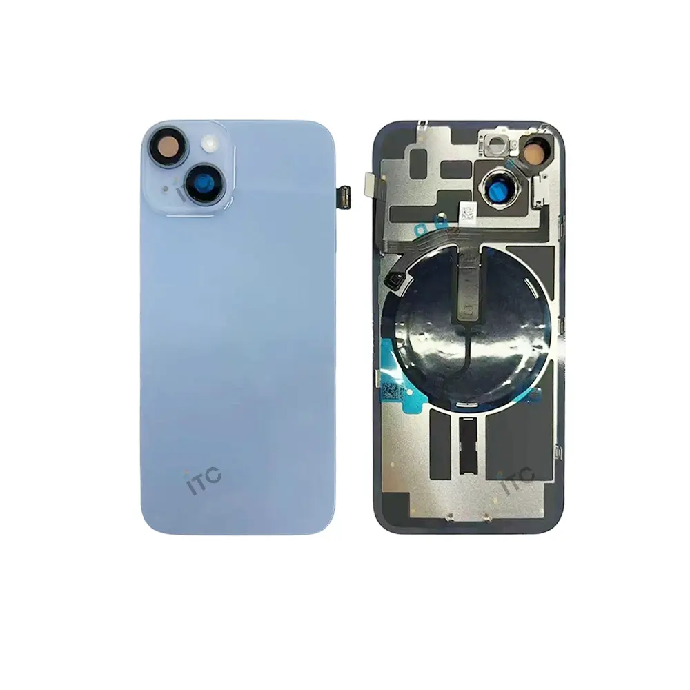 iPhone 14  バックガラス （レンズ＆MagSafe付き）互換品 青