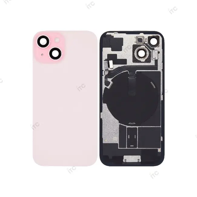 iPhone 15  バックガラス （レンズ＆MagSafe付き）互換品  ピンク