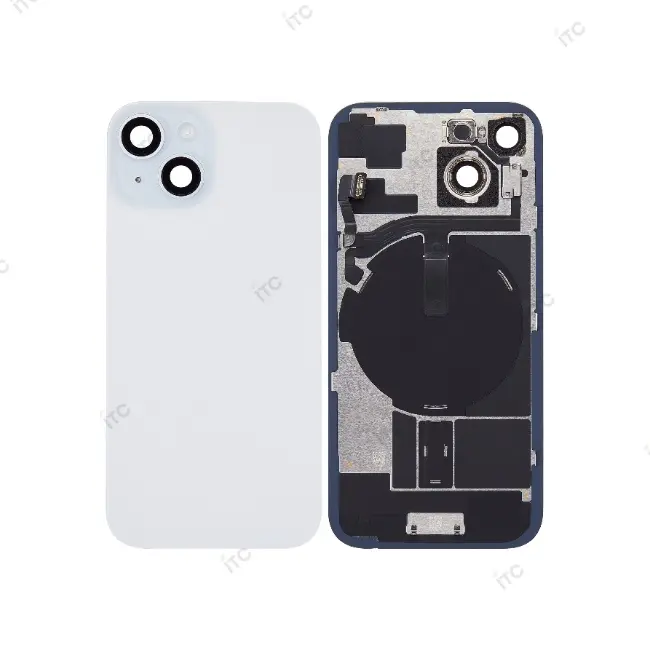 iPhone 15  バックガラス （レンズ＆MagSafe付き）互換品 青