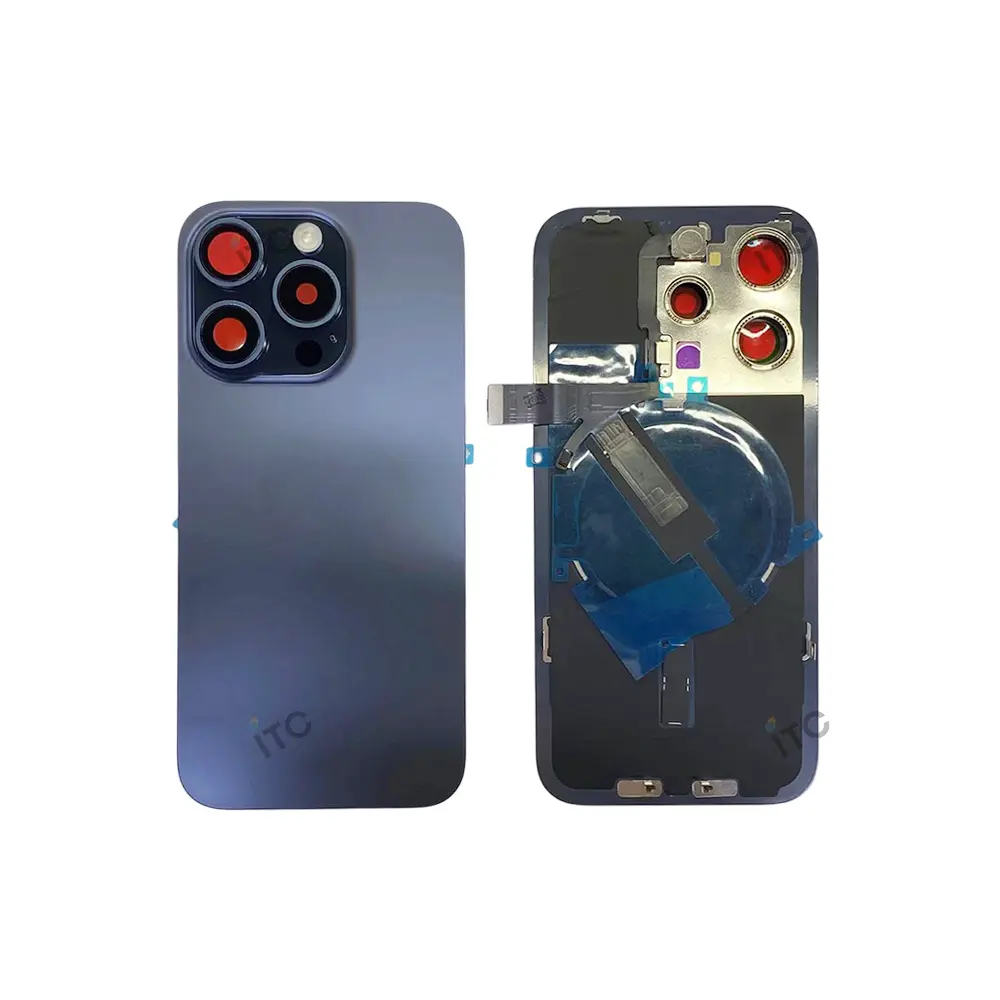 iPhone 15Pro  バックガラス （レンズ＆MagSafe付き） 互換品 青