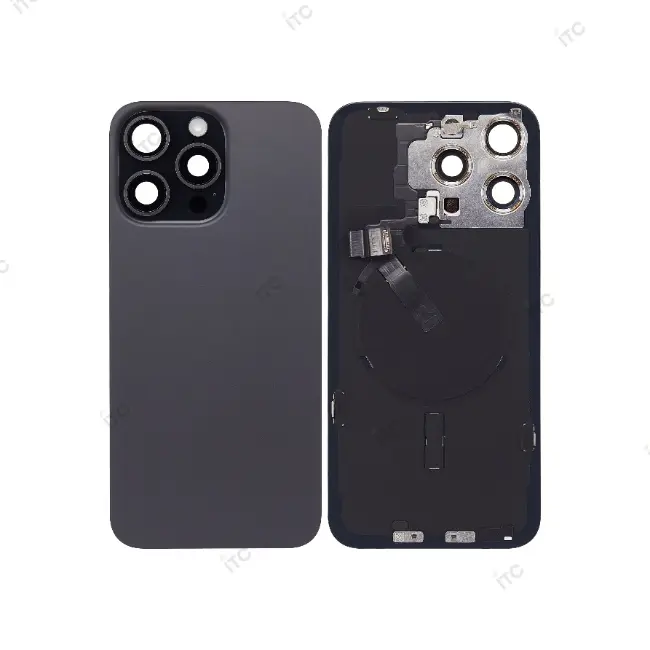 iPhone 15ProMax バックガラス （レンズ＆MagSafe付き）互換品 黒