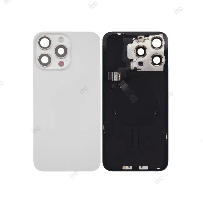 iPhone 15ProMax バックガラス （レンズ＆MagSafe付き）互換品 白