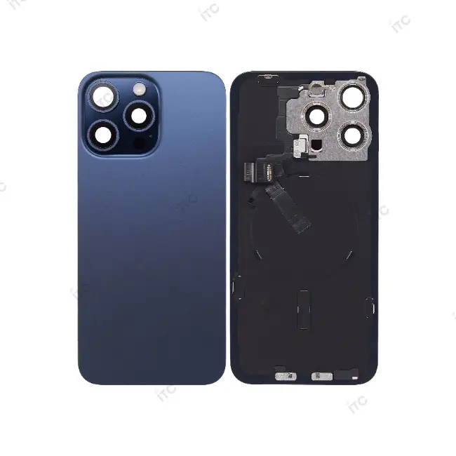 iPhone 15ProMax バックガラス （レンズ＆MagSafe付き）互換品 青
