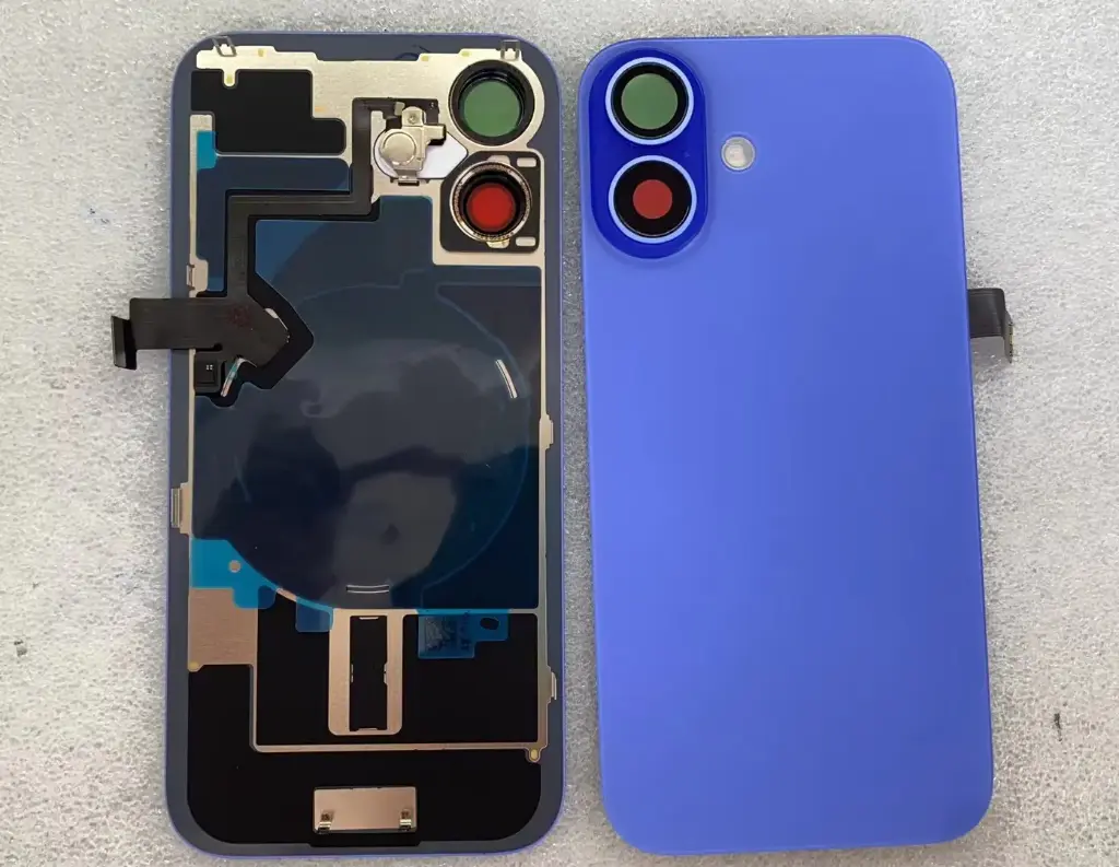iPhone16バックガラス（レンズ＆MagSafe付き）互換品 青 ロゴなし