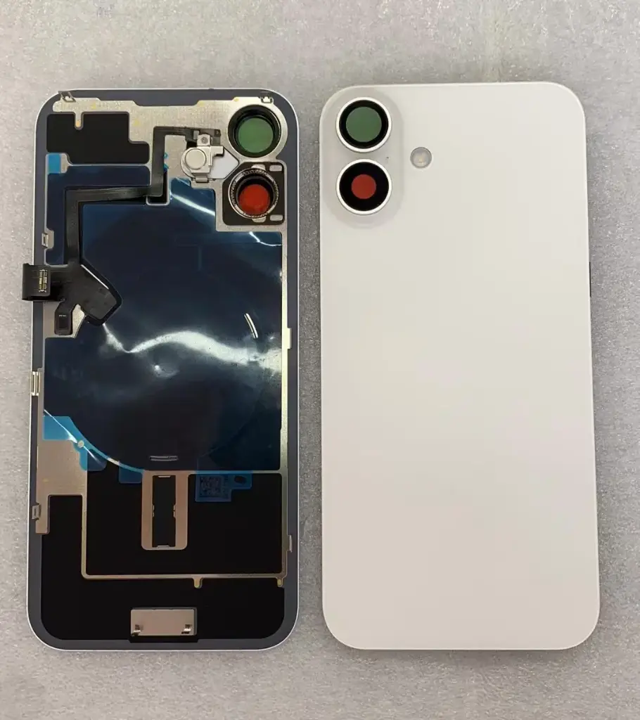 iPhone 16Plusバックガラス（レンズ＆MagSafe付き）互換品 白 ロゴなし