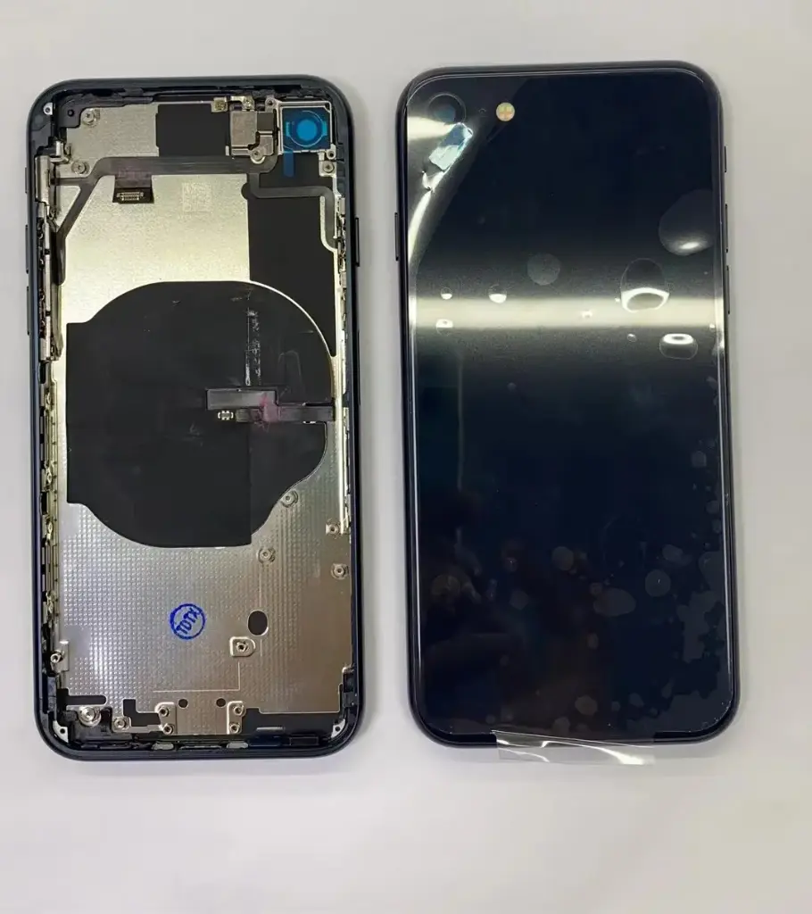 iPhone SE3  バックガラス(フレーム一体型) 互換品 黒 ロゴなし