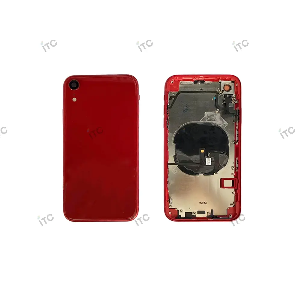 iPhone XR バックガラス(フレーム一体型) 互換品 赤 ロゴなし