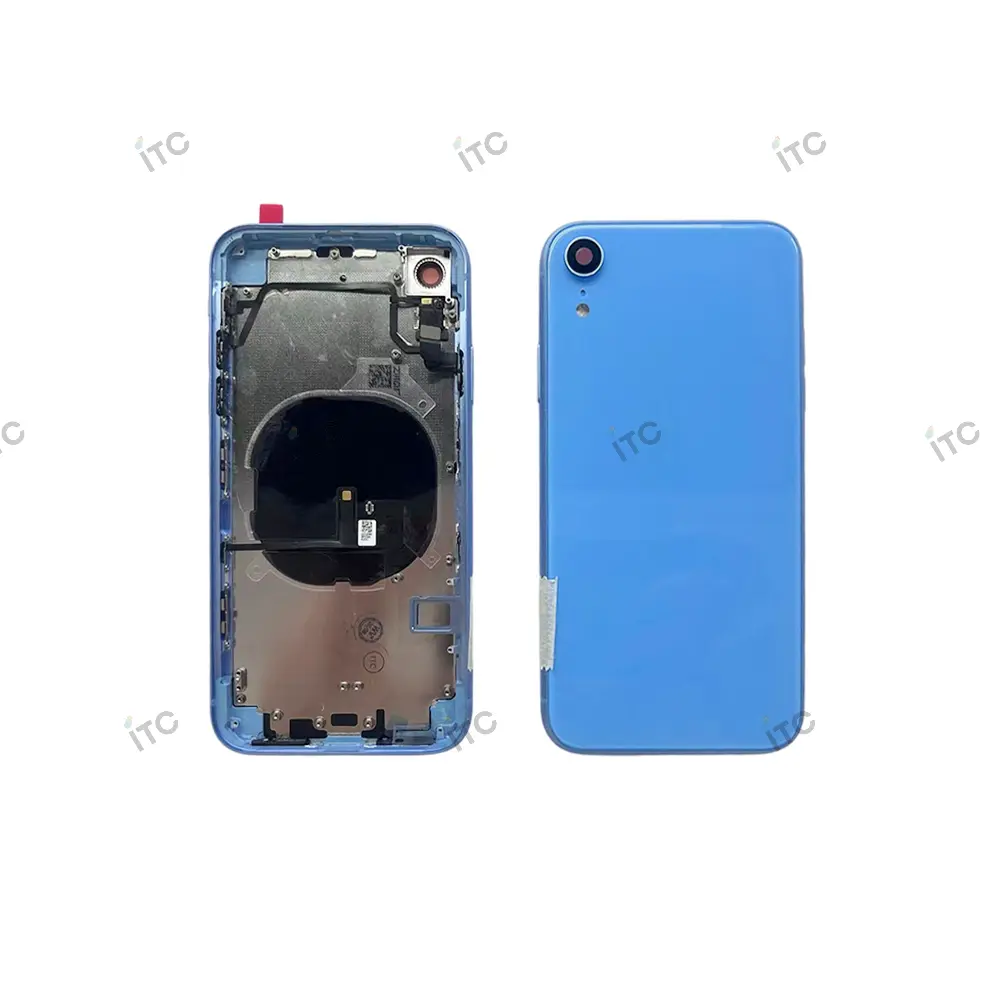 iPhone XR バックガラス(フレーム一体型) 互換品 青 ロゴなし
