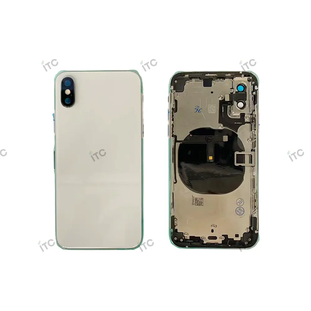 iPhone XS バックガラス(フレーム一体型) 互換品 白 ロゴなし