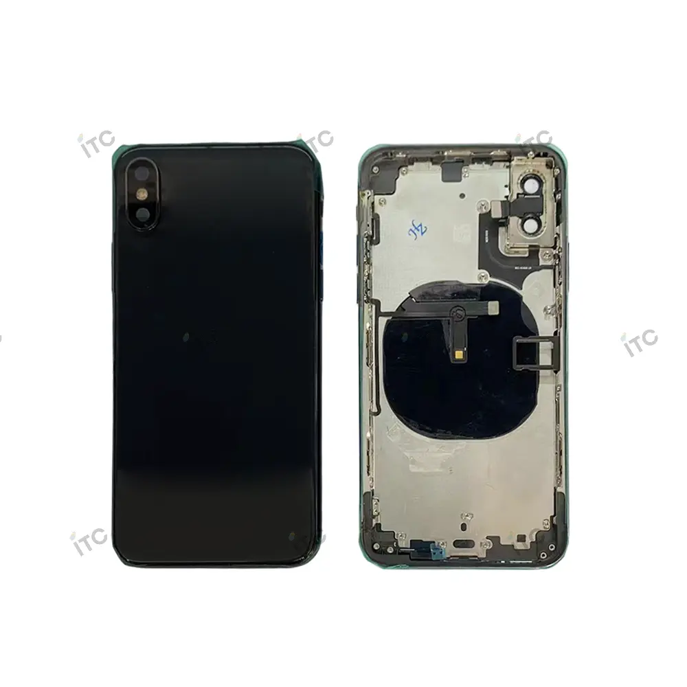 iPhone XS バックガラス(フレーム一体型) 互換品 黒 ロゴなし