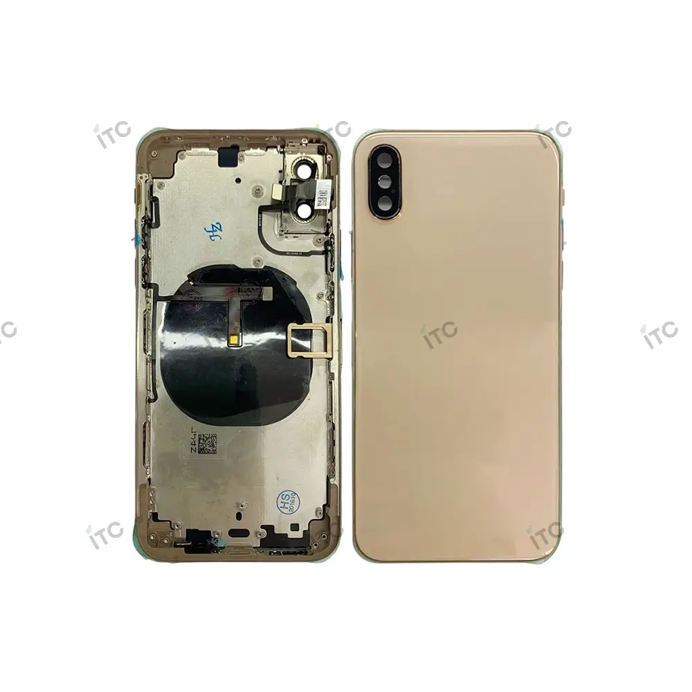 iPhone XS バックガラス(フレーム一体型) 互換品 ゴールド ロゴなし