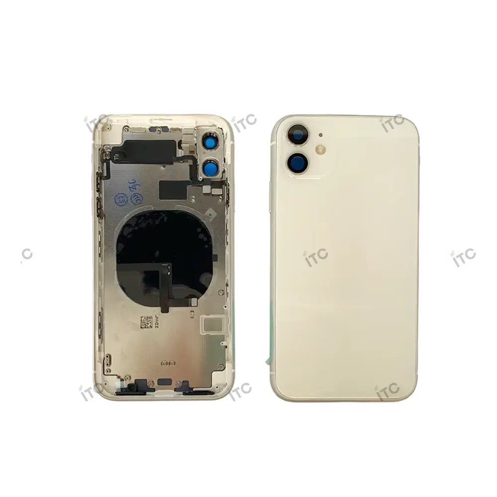 iPhone 11 バックガラス(フレーム一体型)互換品 白 ロゴなし