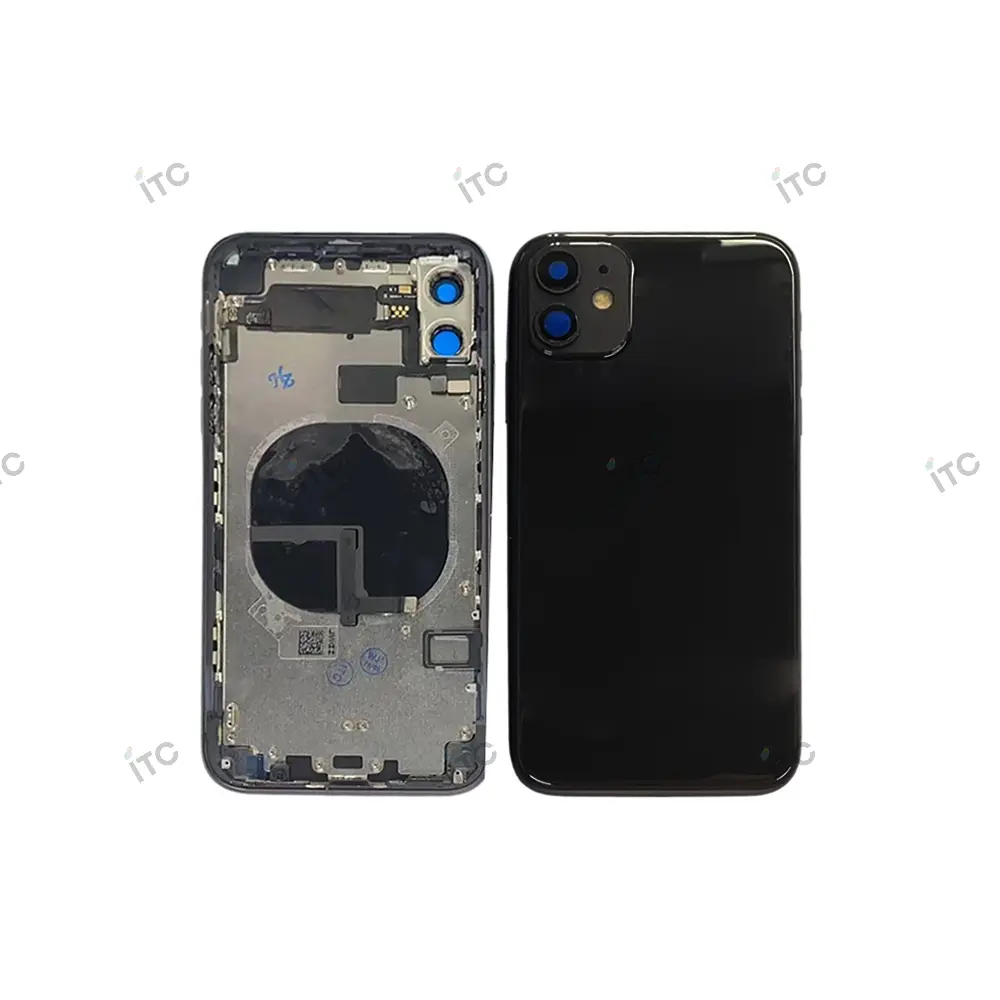 iPhone 11 バックガラス(フレーム一体型)互換品 黒 ロゴなし