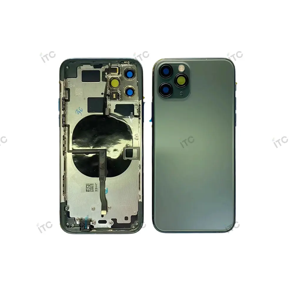 iPhone 11Pro  バックガラス(フレーム一体型)互換品 グリーン  ロゴなし