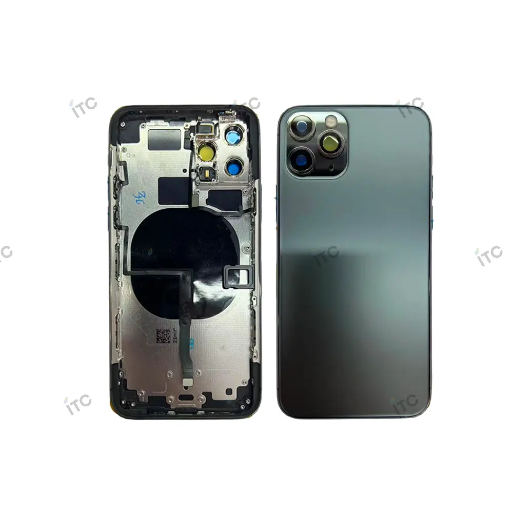 iPhone 11Pro バックガラス(フレーム一体型) 互換品 グレー ロゴなし