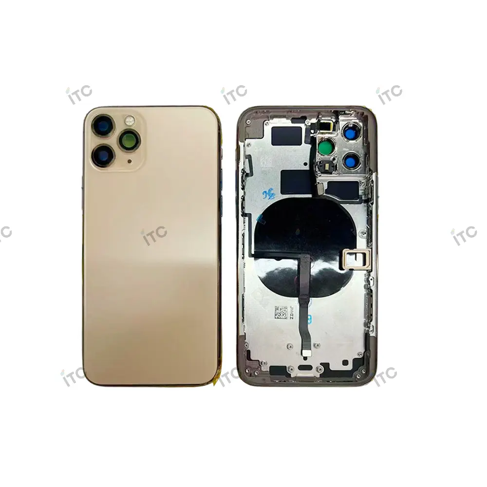 iPhone 11Pro バックガラス(フレーム一体型)互換品 ゴールド ロゴなし