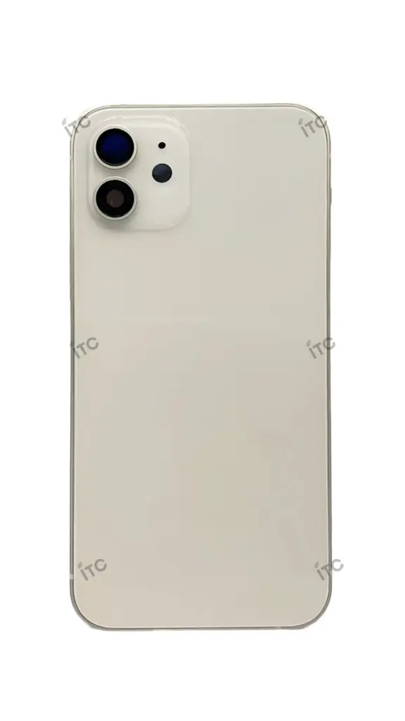 iPhone 12 バックガラス(フレーム一体型)互換品 白 ロゴなし