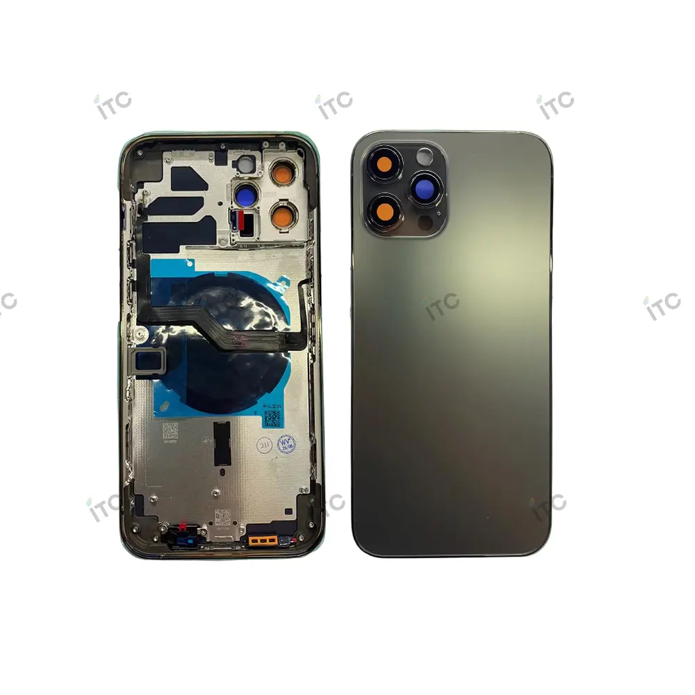 iPhone 12ProMax  バックガラス(フレーム一体型)互換品 ゴールド ロゴなし