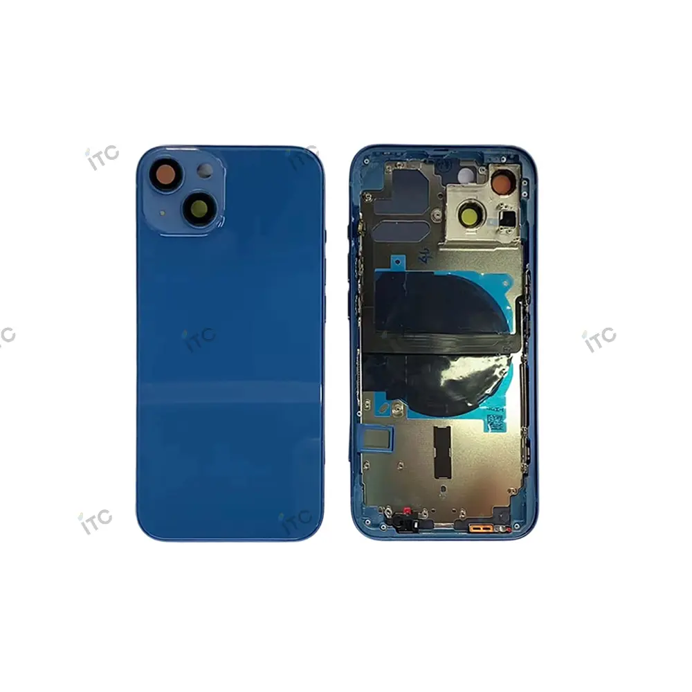 iPhone 13 バックガラス(フレーム一体型)互換品 青 ロゴなし