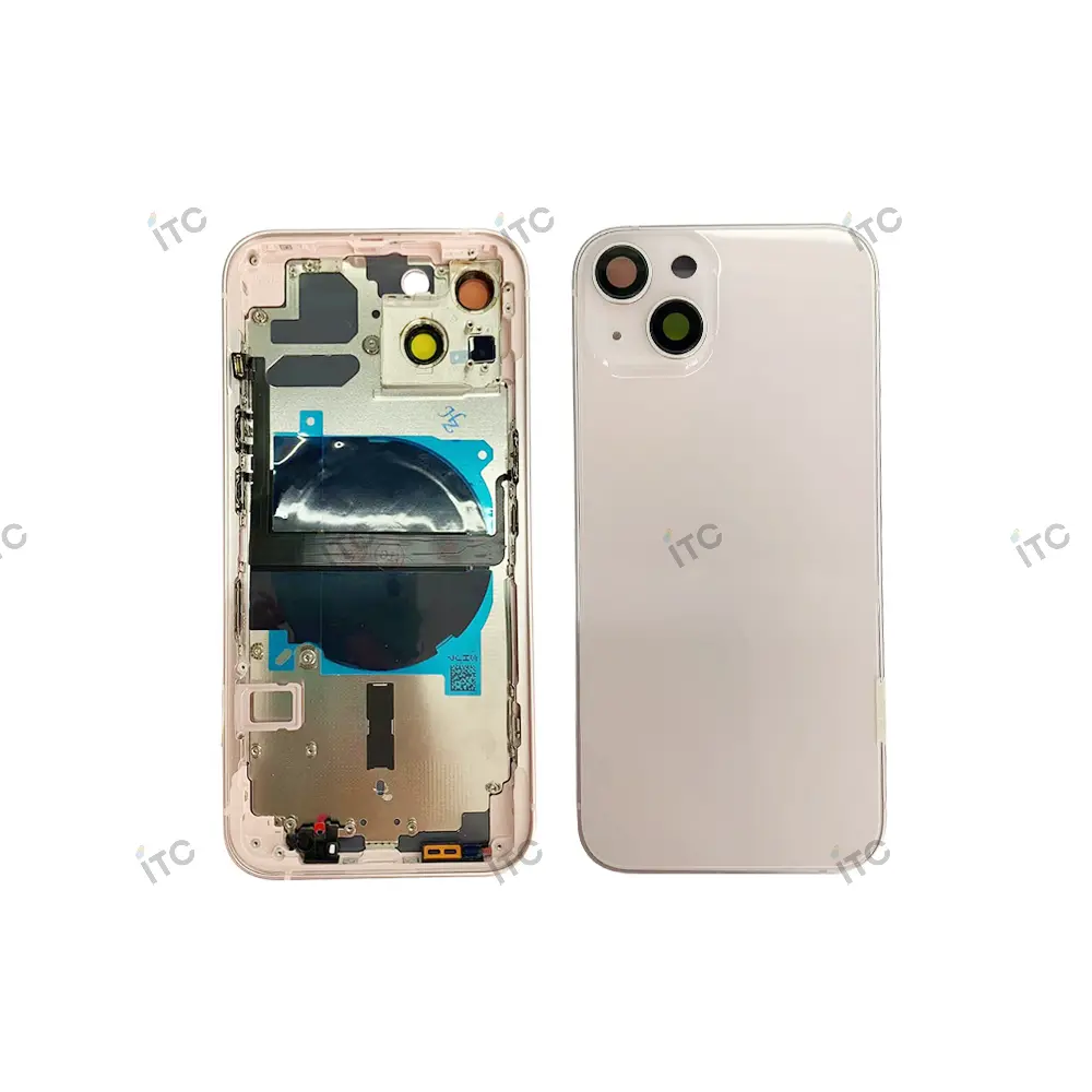 iPhone 13 バックガラス(フレーム一体型)互換品 ピンク ロゴなし