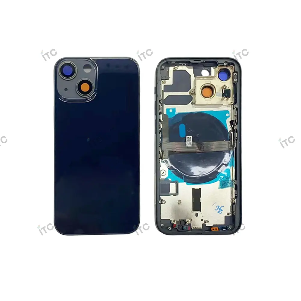 iPhone 13mini バックガラス(フレーム一体型)互換品 黒 ロゴなし