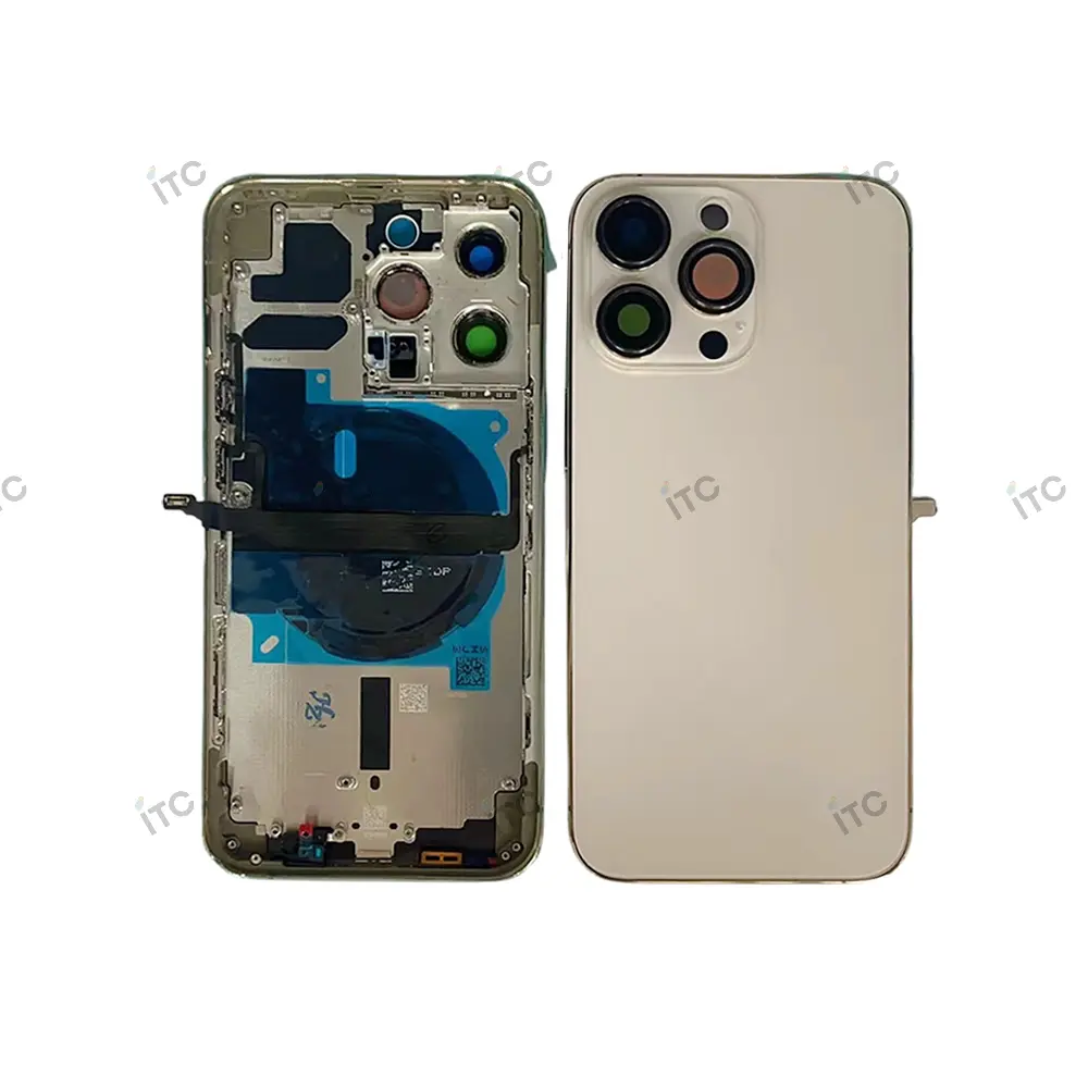iPhone 13Pro バックガラス(フレーム一体型)互換品 ゴールド ロゴなし