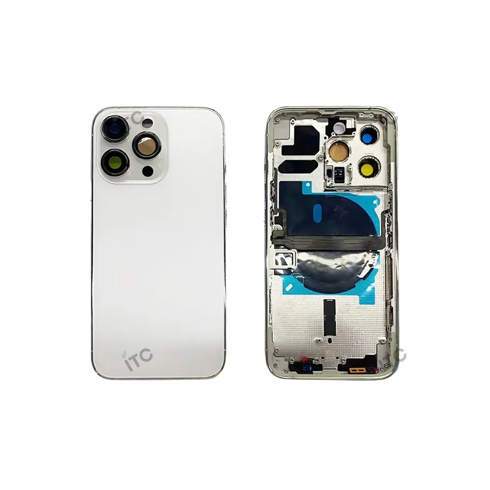 iPhone 13Pro バックガラス(フレーム一体型) 白 ロゴなし 互換品