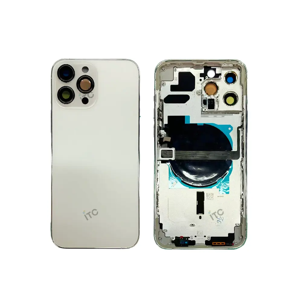 iPhone 13ProMax バックガラス(フレーム一体型)互換品 白 ロゴなし
