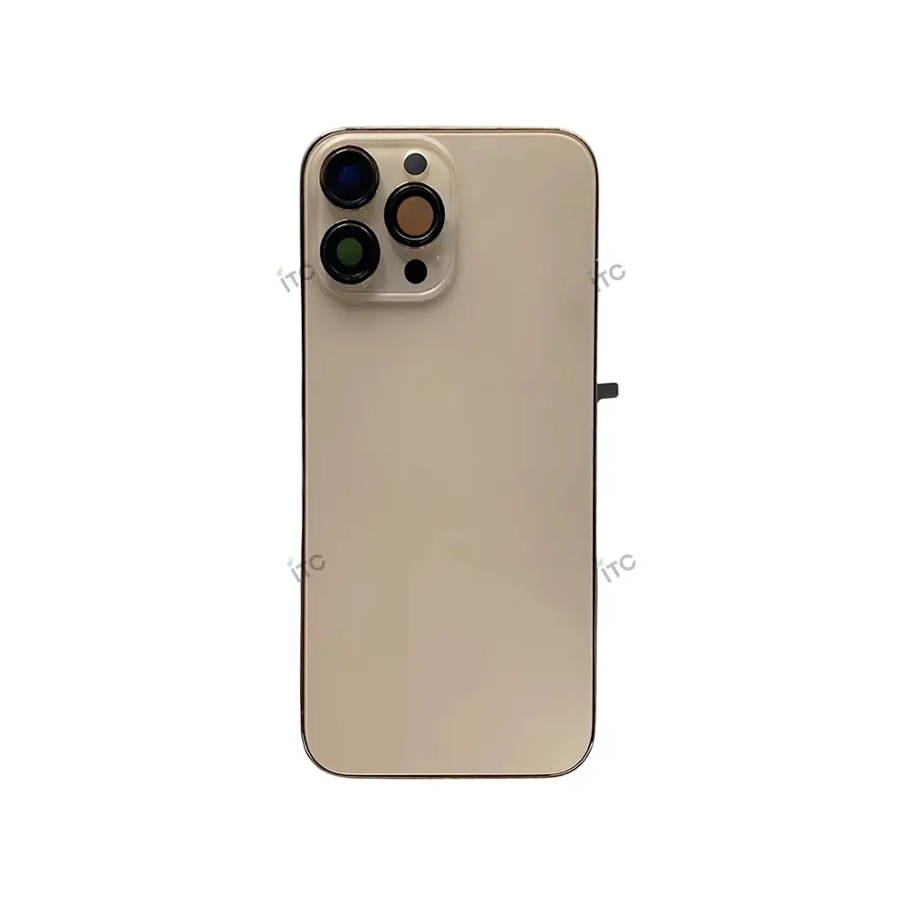 iPhone 13ProMax バックガラス(フレーム一体型)互換品 ゴールド ロゴなし