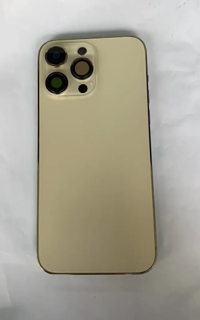 iPhone 14ProMax バックガラス(フレーム一体型)互換品 ゴールド ロゴなし